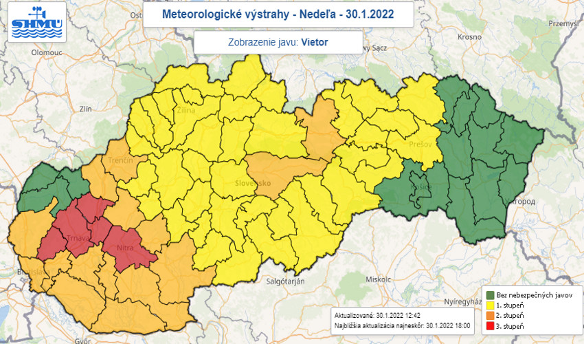 aktualizácia vietor SHMU