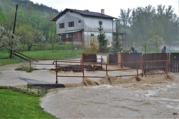 Archívne foto: Vybreženie prítokov rieky Myjava v Turej Lúke - máj 2022 Mesto Myjava