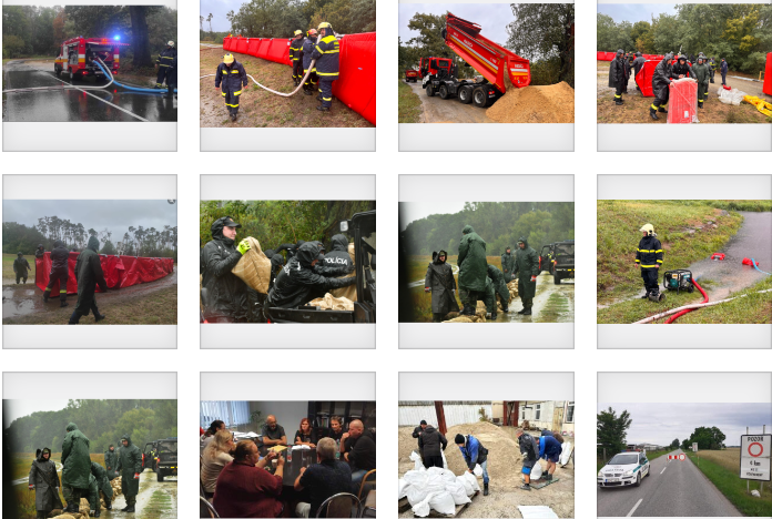 Protipovodňové opatrenia hasiči, polícia a dobrovoľníci. reprofoto