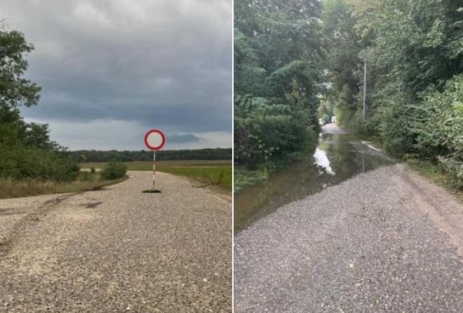 Cesta Láb Vysoká pri Morave uzávierka foto KR PZ v BA